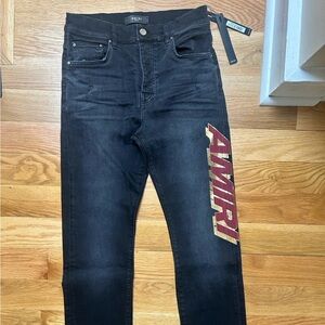 AMIRI Black Skinny Jeans with Distressed Detailing